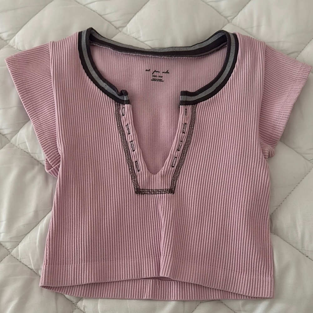 Pink Ribbed Women's Top